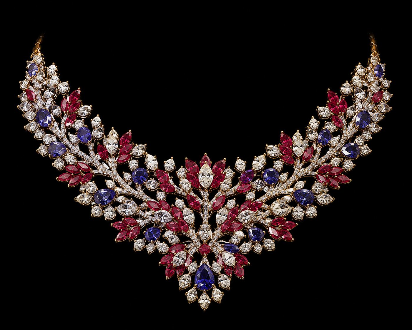 Rumana — finished ruby and sapphire necklace